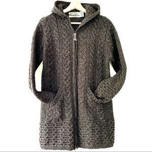 ARAN Made in Ireland FULL ZIP CABLE CARDIGAN HOOD